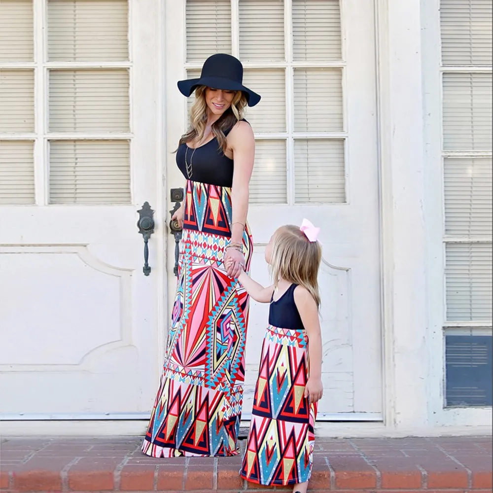 Стильная детская одежда для всей семьи сарафан принцессы с круглым вырезом и