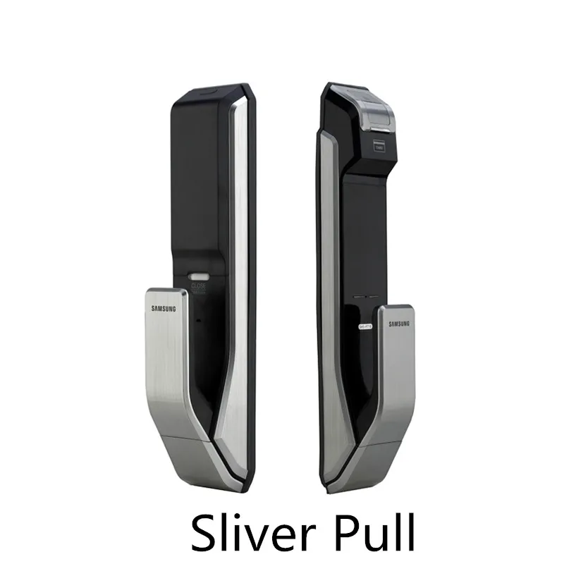 718 Sliver Pull SAMSUNG цифровой дверной замок с отпечатком пальца, нажимной ключ без ключа, SHS-P718 с отпечатком пальца, английская версия, большой врезной AML320 - Цвет: 718 Sliver Pull