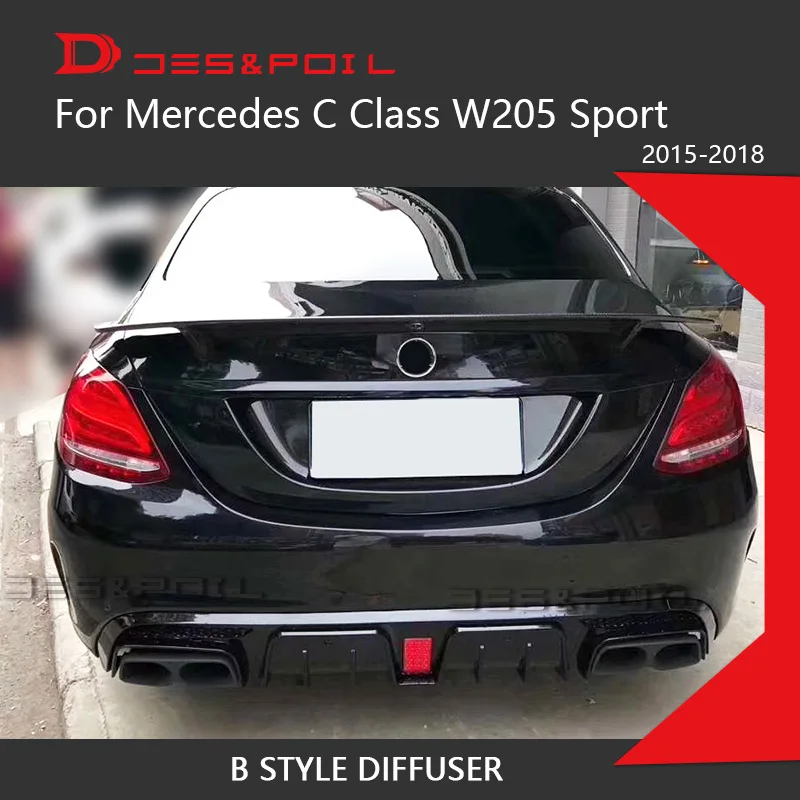 Пластиковый задний диффузор класса в для Mercedes Benz W205 спортивный бампер AMG 2015 2018