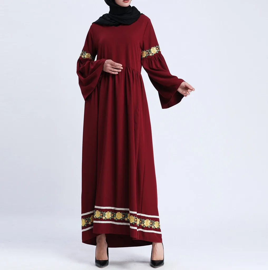 Зимние платья женские мусульманские длинные с рукавом пагода большие размеры |