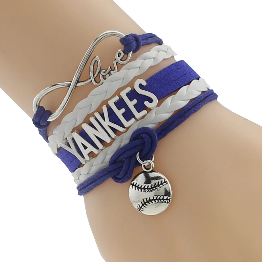 Бесконечность любовь янки бейсбольный браслет для спортивной команды синий