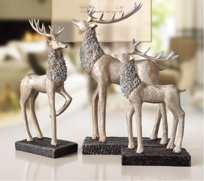 2PCS American Creative Retro Deer Couple elk Ornaments Livingroom Desktop Resin Crafts Home Furnishings Christmas Decoration | Дом и сад