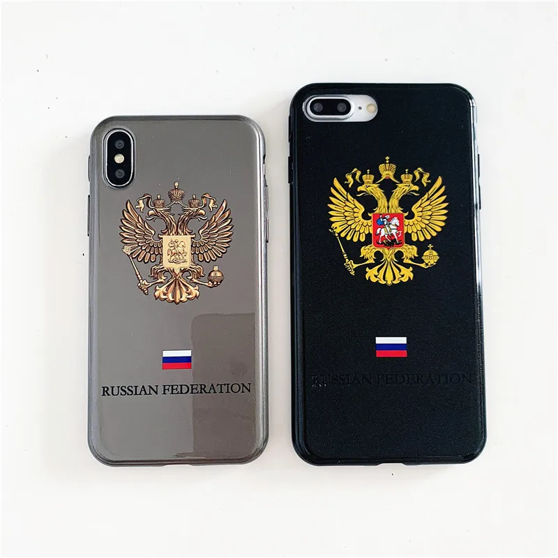 Russia national emblem double head eagle Glossy glitter phone case for iPhone 6 6s Plus 7 8 X XS XR MAX |