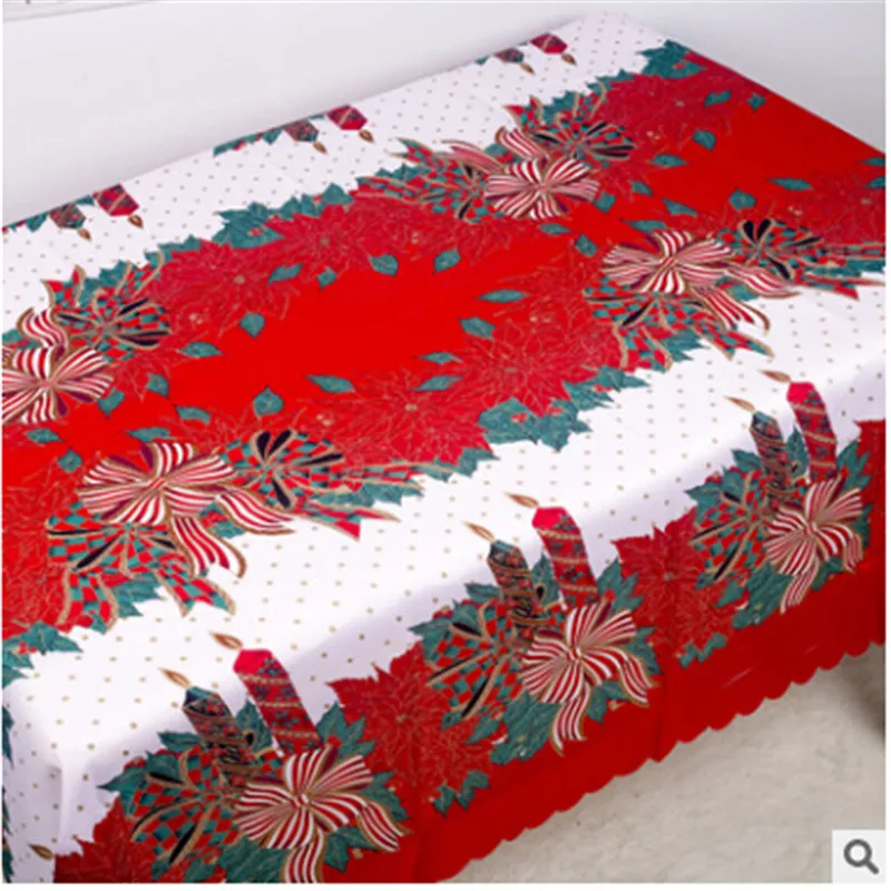 Белый Красные рождественские скатерти Poinsettia Цветочные из ткани жаккардового переплетения Рождественская скатерть модный Декор - Цвет: Белый