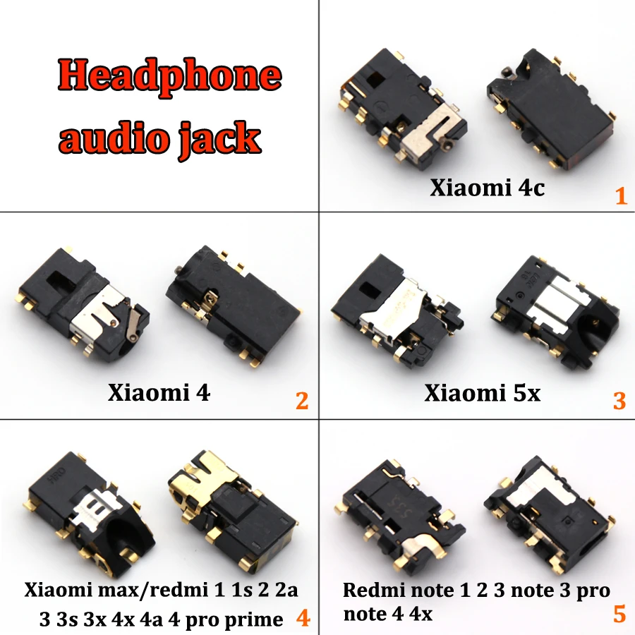 Для xiaomi 4 4C 5X/A1 redmi 1 1S 2 2A 3 3S 3X 4A 4PRO prime MAX2 Note1 Note3pro Note4 4x аудио разъем для