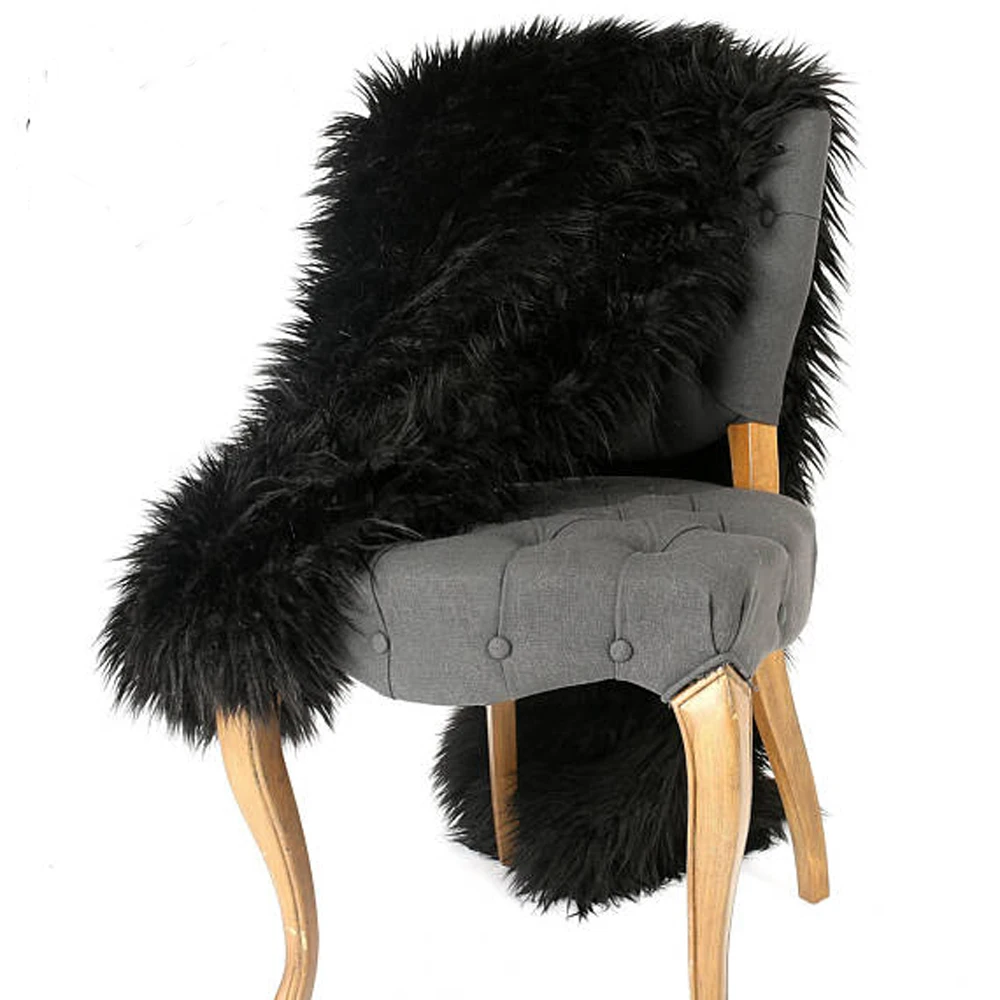 Черный коврик из искусственной овчины одеяло искусственного меха ковер для