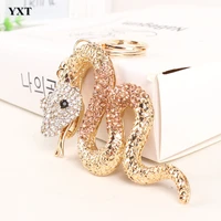 new cobra snake cute crystal charm pendant purse handbag car key ring chain wedding party jewelry lucky gift high quality