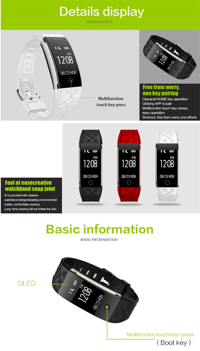 Zonequality s2 Смарт браслет для IOS и Android Фитнес PK Xiaomi Mi Band 2 монитор сердечного