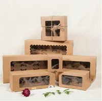 large brown muffin packaging 6 cupcake boxes 8kraft paper gift cake box with pvc window 4 cupcake packing craft paper box