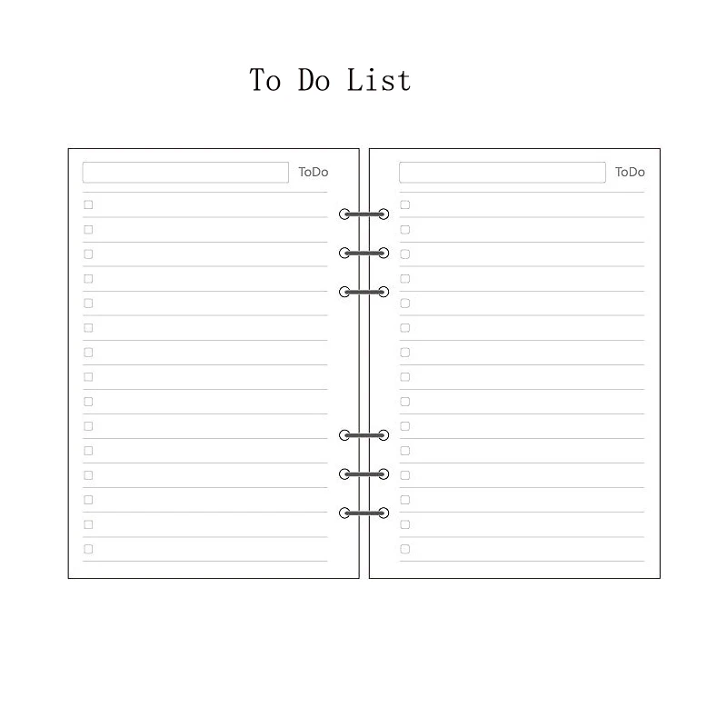 To Do List Внутренний блокнот EZONE, сменные основные страницы A5/A6/A7, 6 отверстий, вкладыш для ноутбука, заправка, офисные канцелярские принадлежности, молочный план - Цвет: To Do List