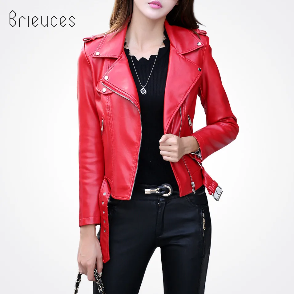 Brieuces 2017 Spring And Autumn Women Leather Coat Female Slim Plus Size S-3XL Fashion Jacket Women's Outerwear | Женская одежда