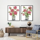 Розы в вазе, картины, вышивка, домашний декор, напечатанный на холсте, DMC 11CT 14CT, наборы для вышивки крестиком, поделки ручной работы