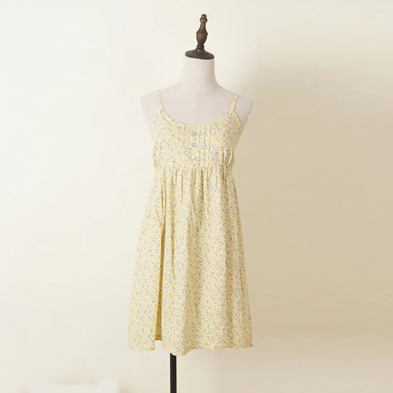 MYDC Mori Girl Summer Dress 2018 100% Cotton Vestidos Women Sweet Spaghetti Strap Casual mini Beach Floral 21-40 | Женская одежда