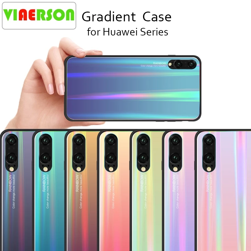 Градиентные чехлы из закаленного стекла для Huawei P20 чехол Pro роскошный
