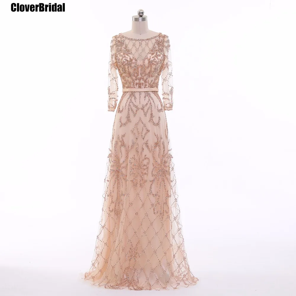 Женское платье для вечеринки CloverBridal элегантное цвета шампанского с длинным