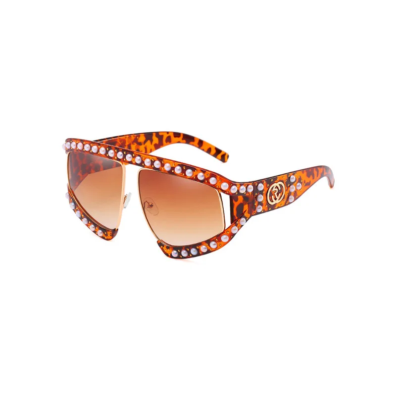 

2018 Fashion Sunglasses Women Pearl Sunglass for Women Eyewear Frame Big Size Girls Clear Glasses Frames Pink Eyewear JY66305