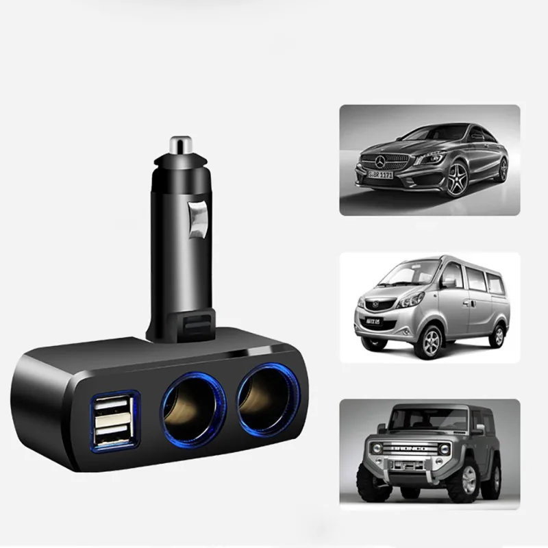 Универсальный автомобильный прикуриватель разветвитель с 2 USB портами 3 1 А 80 Вт 12