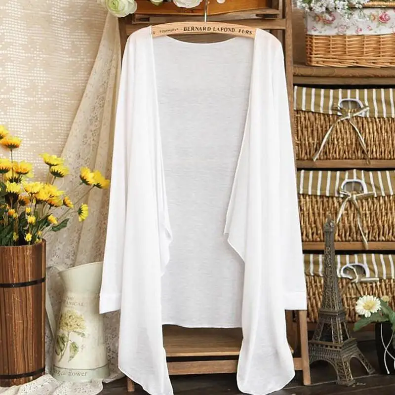 Summer cardigan female long sleeve cardigans top casual beach office ultra-thin shawl womens thin coat knitwear |