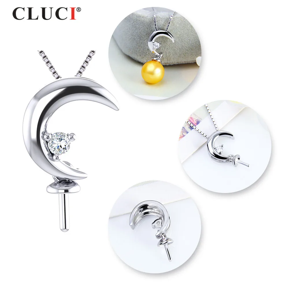 CLUCI 925 пробы Серебряный хороший Лунная фигурная подвеска романтический подарок для best друг жемчуг кулон ювелирные изделия