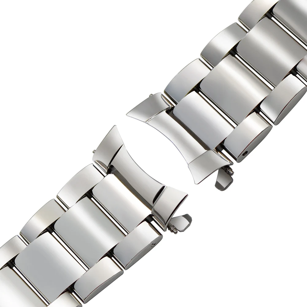 Загнутый ремешок из нержавеющей стали для часов Omega Tissot Longines Mido, ремешок с бабочкой и пряжкой, браслет на запястье 18 20 22 мм