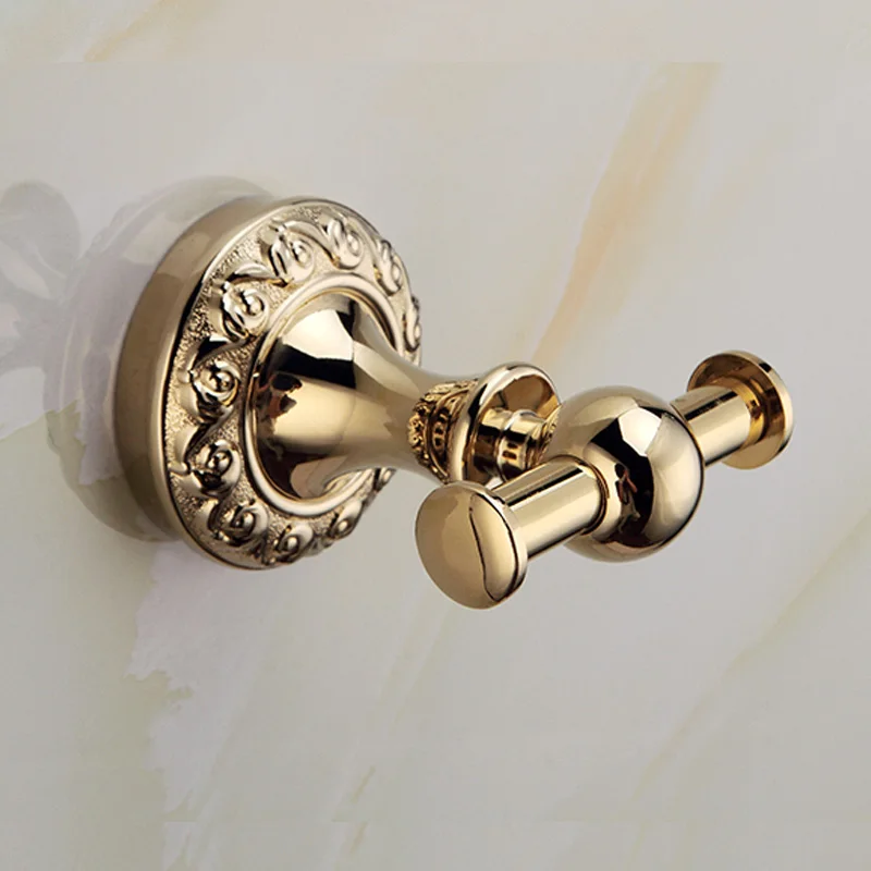 robe hooks Золотой резной набор оборудования для ванной комнаты держатель туалетной щетки крючок для халата Античные аксессуары для ванной комнаты Настенные Аксессуары для ванной комнаты - Цвет: robe hooks