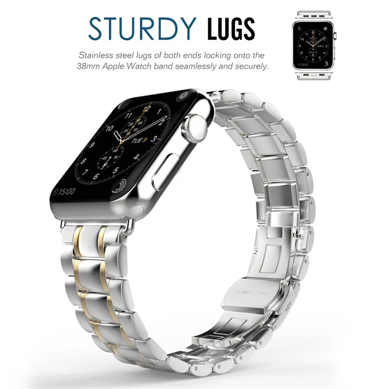 Браслет с бусинами бабочками для Apple Watch band 4 40 мм 44 ремешок из нержавеющей стали