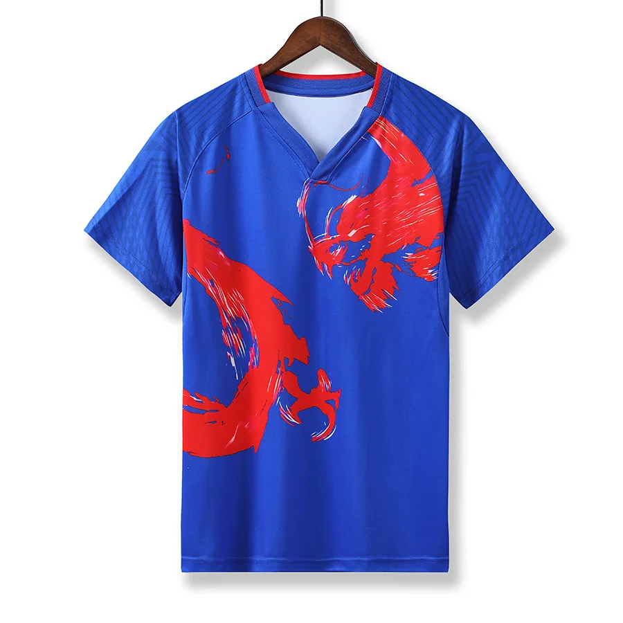 Male blue shirt Новые китайские рубашки для настольного тенниса для мужчин/женщин, спортивная одежда для настольного тенниса, футболки для пинг-понга, спортивные рубашки - Цвет: Male blue shirt