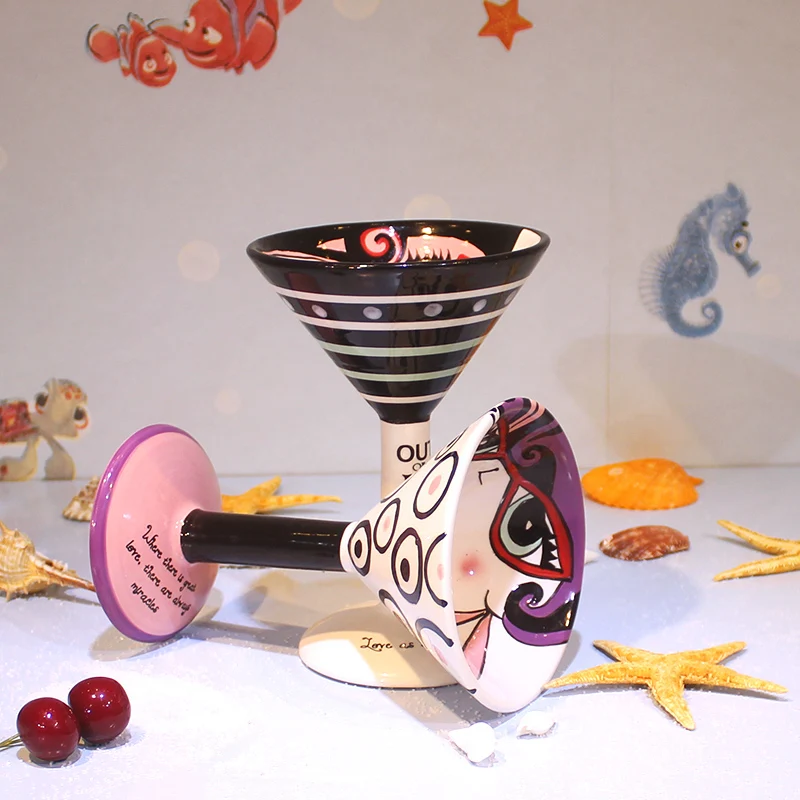 Креативная керамическая кружка для коктейлей Kilo с цветным рисунком шампанского