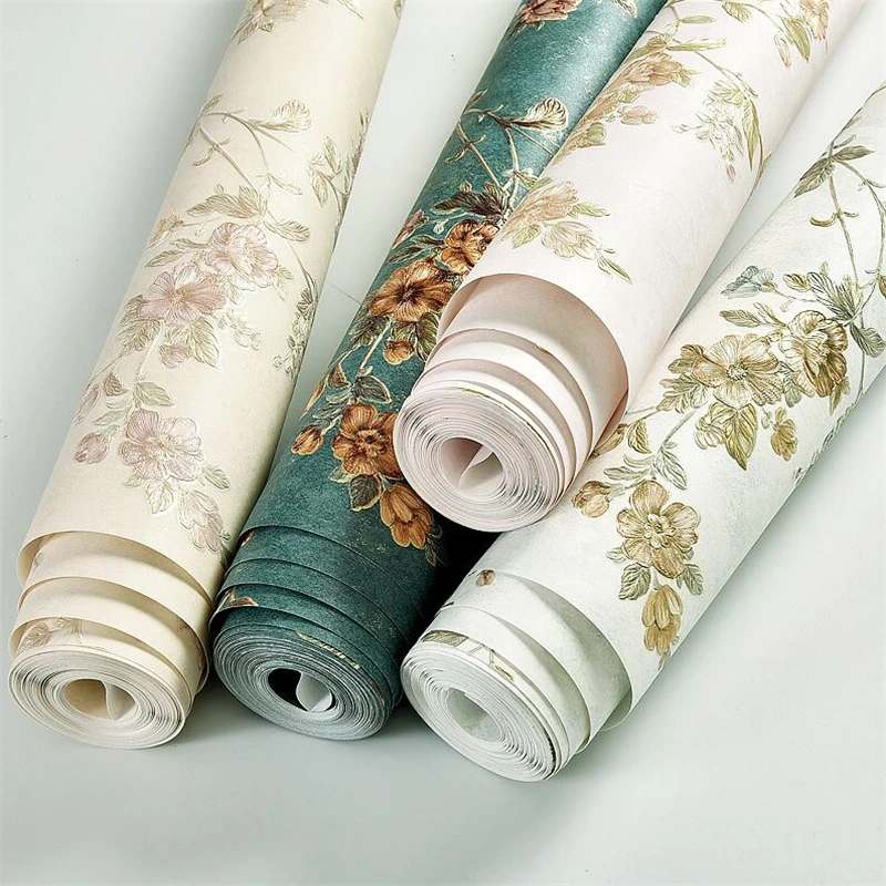 

beibehang American country new wallpaper vintage green Garden flower wallpaper non-woven 3d living room sofa bedroom wall paper