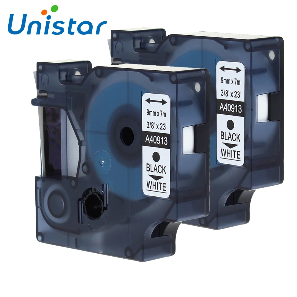 UNISTAR 2 шт. Ленточный Картридж для фотографий 40913 принтер Этикеток DYMO D1 этикетки 9 мм