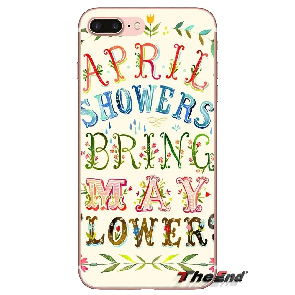 For Samsung Galaxy S3 S4 S5 Mini S6 S7 Edge S8 S9 S10 Plus Note 3 4 5 8 9 April Showers Wallpaper Transparent Soft Cases Covers |