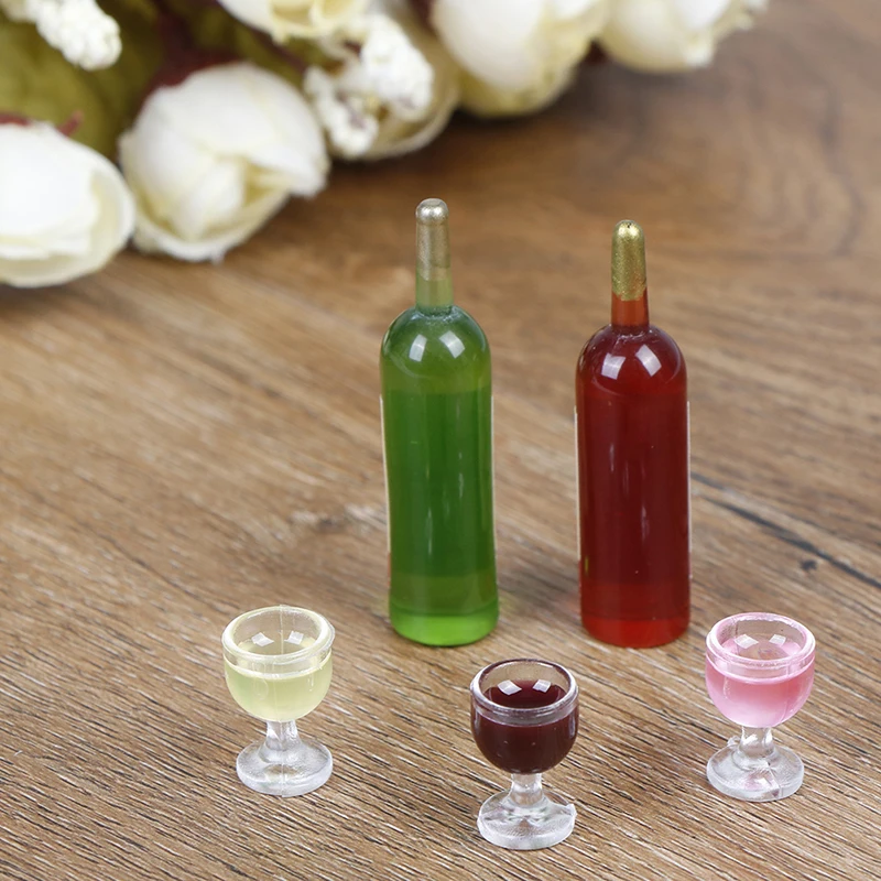 6 шт./компл. Миниатюрный Кукольный Домик из смолы винная бутылка с четырьмя