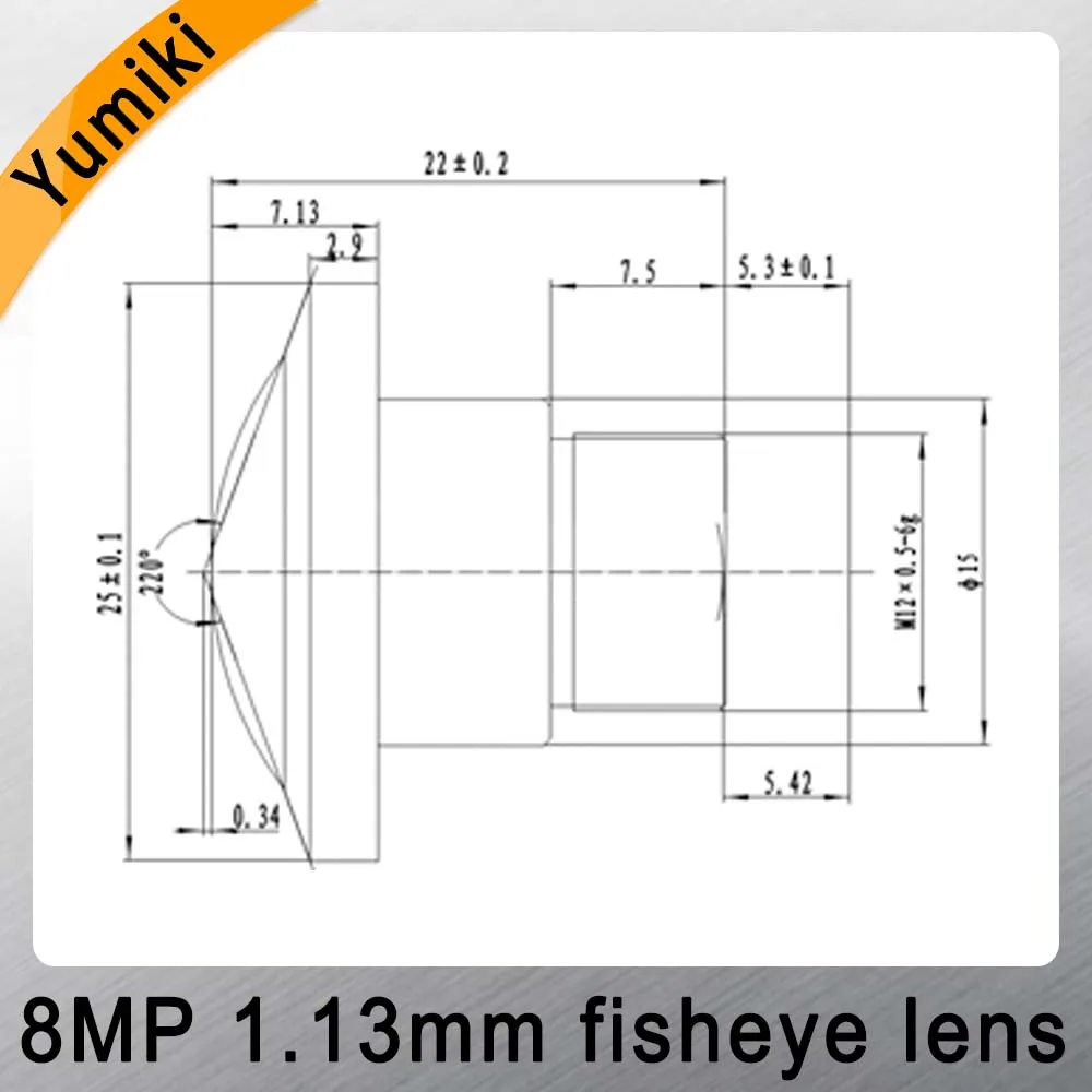 Yumiki Fisheye 8MP 1.13mm IR CCTV Camera Lens HD 8.0Megapixel F2.0 1/2.7" Image Format M12 Mount Wide Viewing Angle 220Degree |