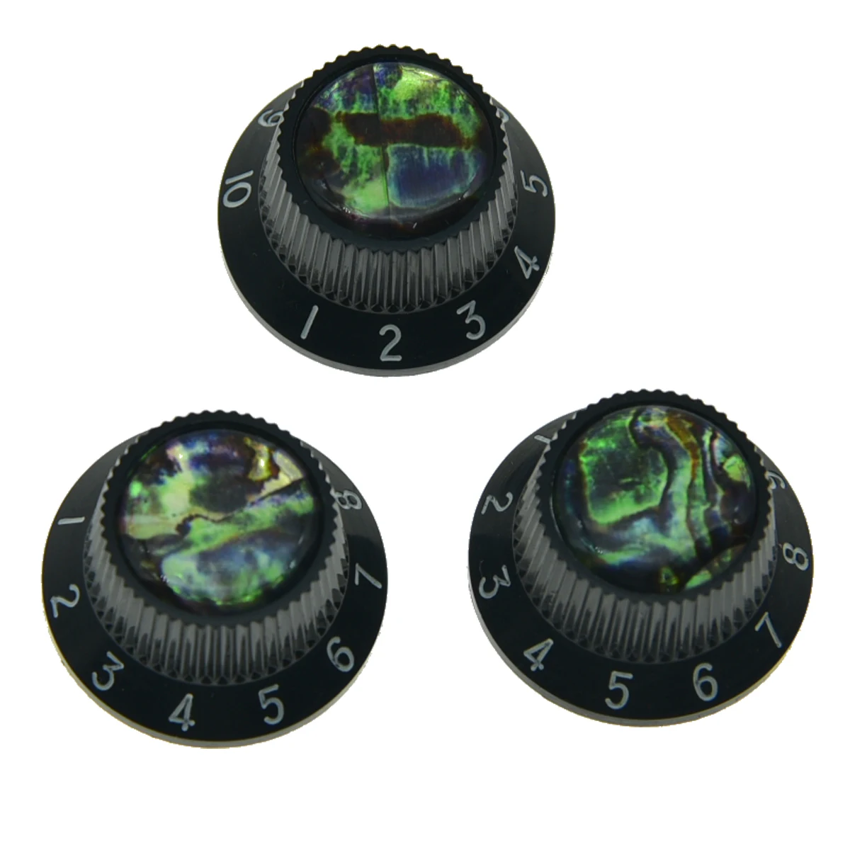 

Dopro Pack of 3 Plastic Push on Fit Abalone Cap ST/Strat Knobs Guitar/Bass Knob for Metic 5.8mm Split Pots White/Black