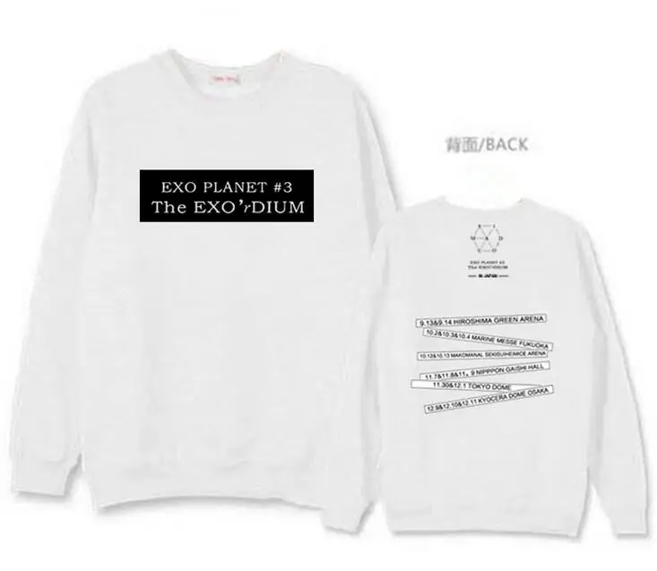 

Spring autumn exo concert baekhyun chanyeol same printing o neck sweatshirt unisex kpop thin/fleece hoodies