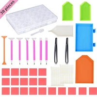 38 5d drives diy package diamond painting tools 28 grids pen storage box sticky embroidery cross stitch tool kit for handicraf