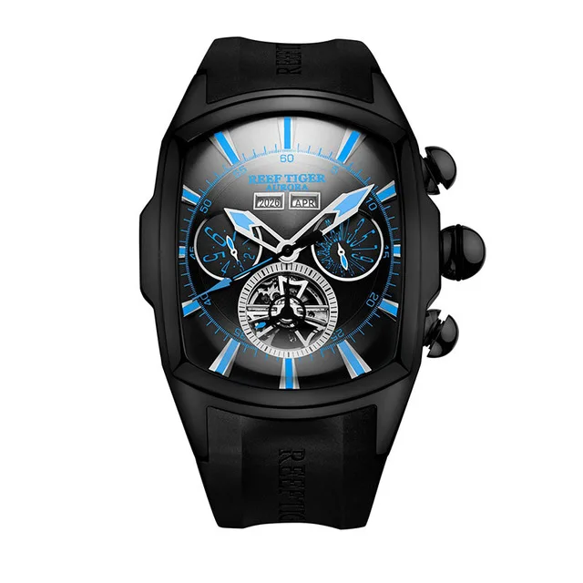 Мужские многофункциональные механические наручные часы Reef Tiger Aurora