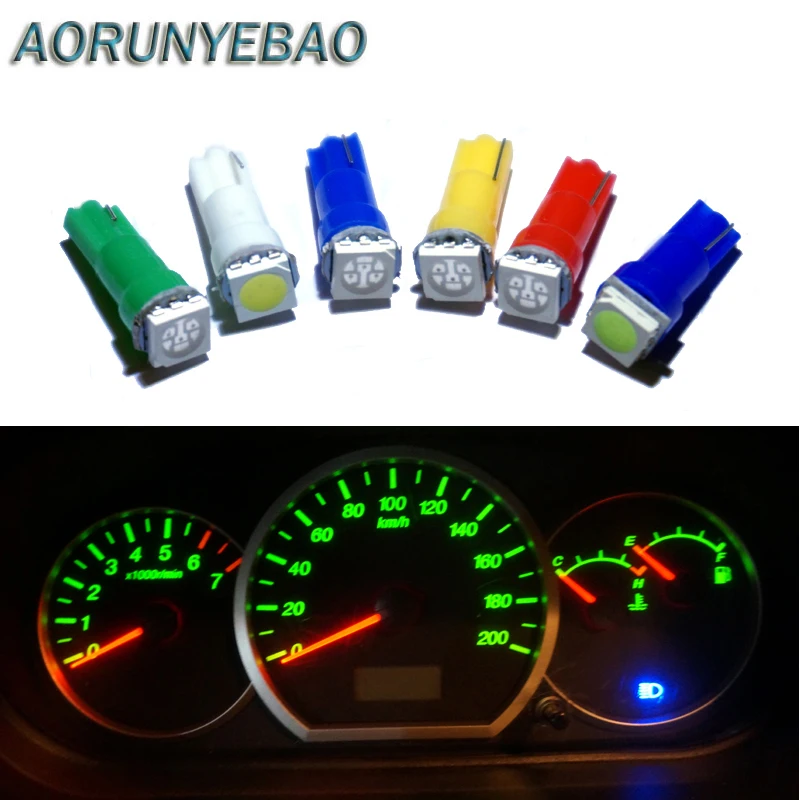 

AORUNYEBAO 100 шт. Автомобильные светодиодные T5 LED 5050 клиновидные светодиодные лампы SMD интерьерные инструменты панель с предупреждающим индикато...
