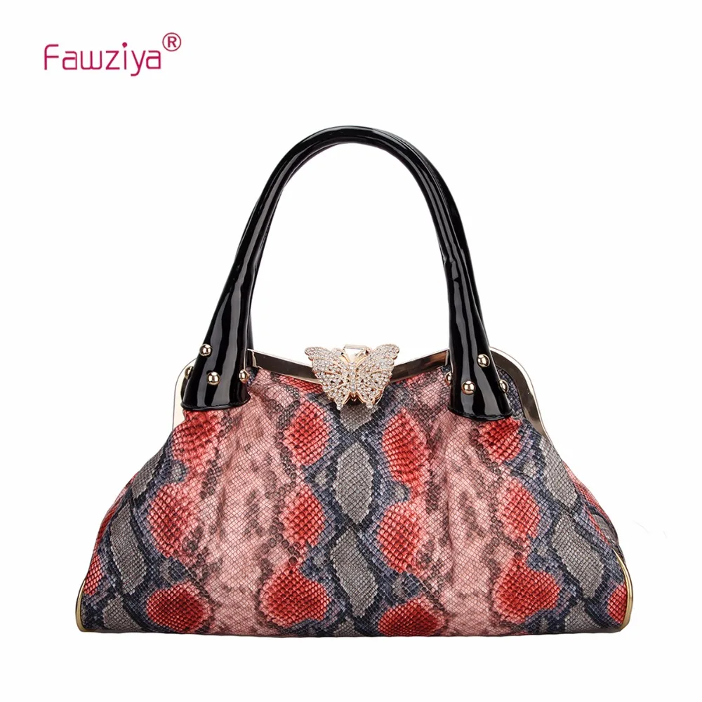 Fawziya Snake Pattern Butterfly Handbags For Women With Pockets Shoulder Bag | Багаж и сумки