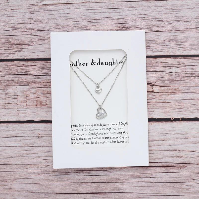 Wish Card ожерелье с золотыми сердечками и двойной цепочкой для мамы и дочки, подарок ювелирной дружбы с картой CN75