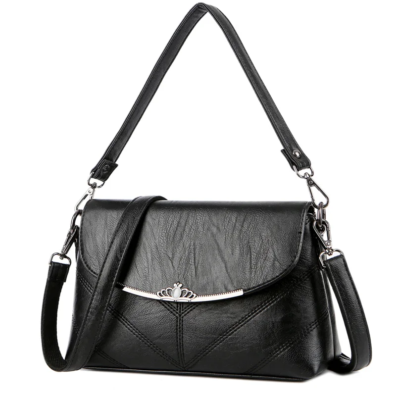 Женский Курьерские сумки Для женщин мода сумка кожа Crossbody сумки для Sac основной Роскошные Сумки Для женщин сумки дизайнер - Цвет: Black