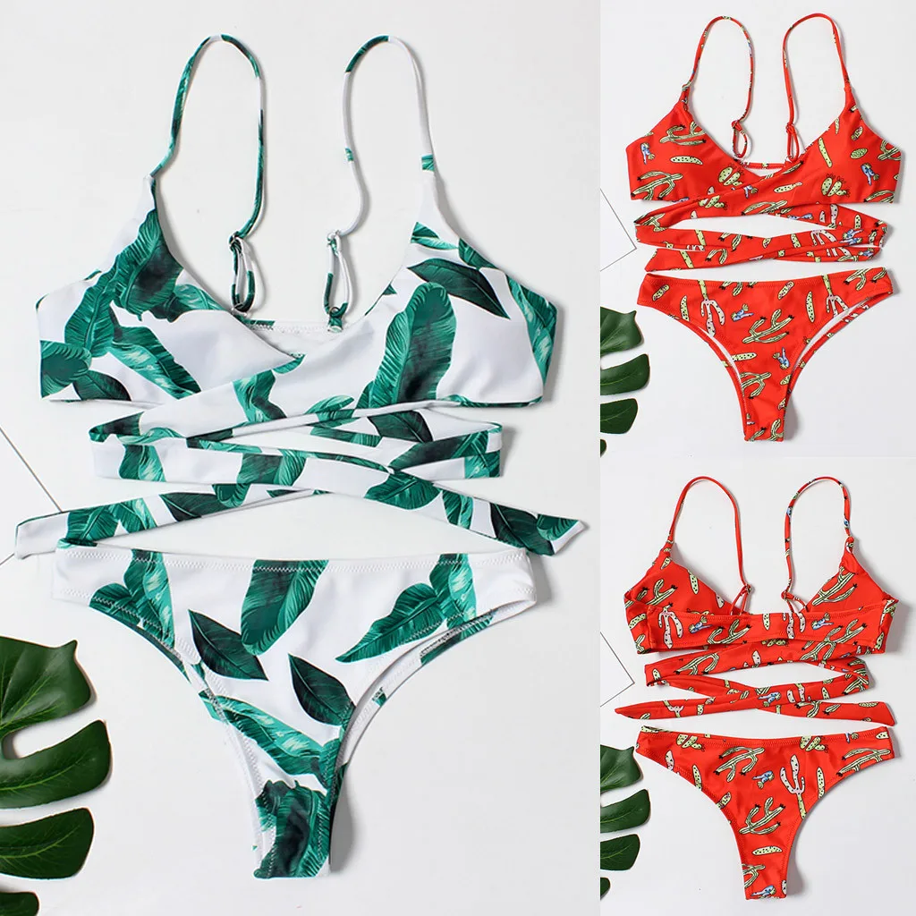 Для женщин двойка принт зеленый Красный Крест повязки разделение ванный