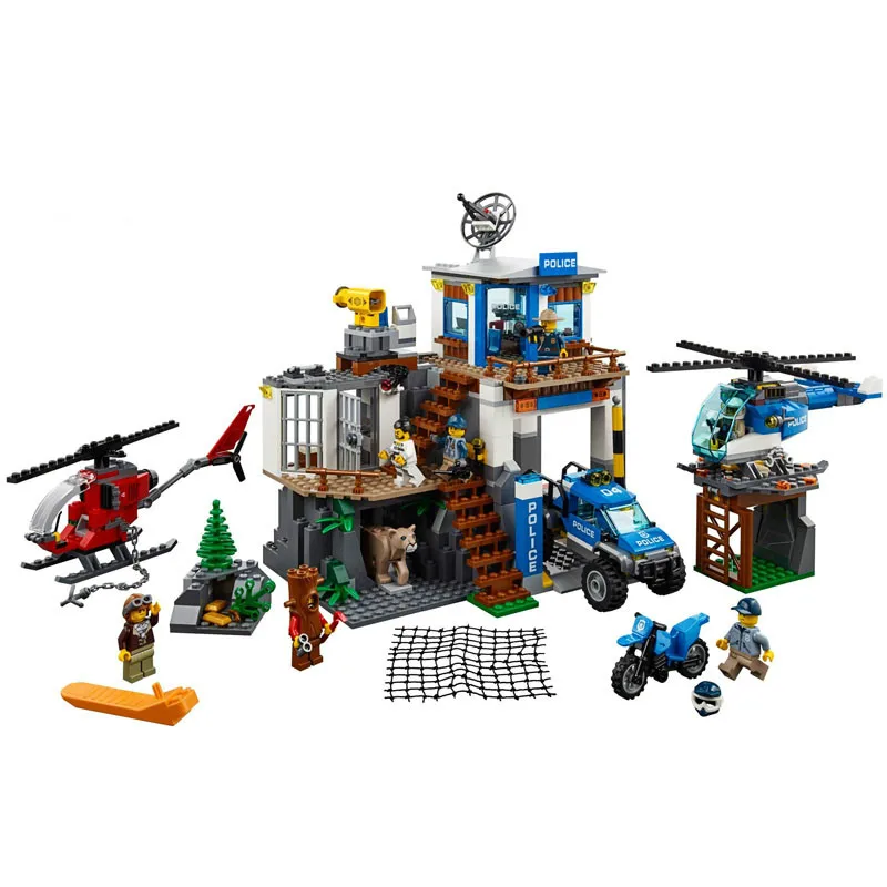 Новый Legoing 60174 705 шт. город серии Mountain полиции штаб Building Block образовательные
