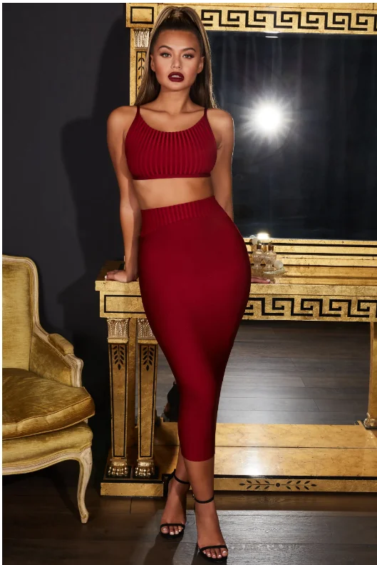 Высокое качество винно красный комплект из 2 предметов вискозное Бандажное