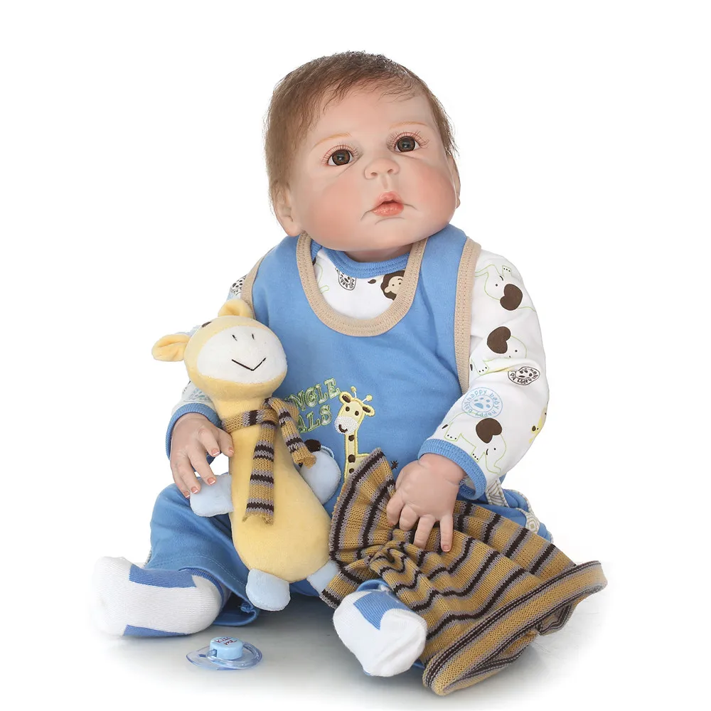 

NPK Doll Bebe reborn 23" 56cm cameron awake boy newborn babies full body silicone reborn dolls for children gift bonecas reborn