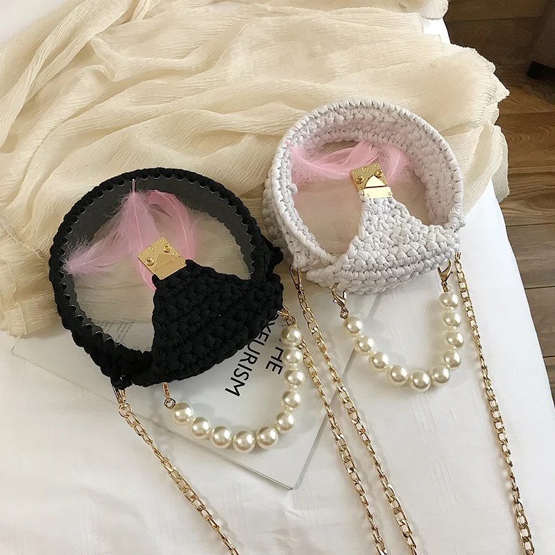 Diy Повседневная круглая сумка из ротанга (полуфабрикаты ручная работа) Летний