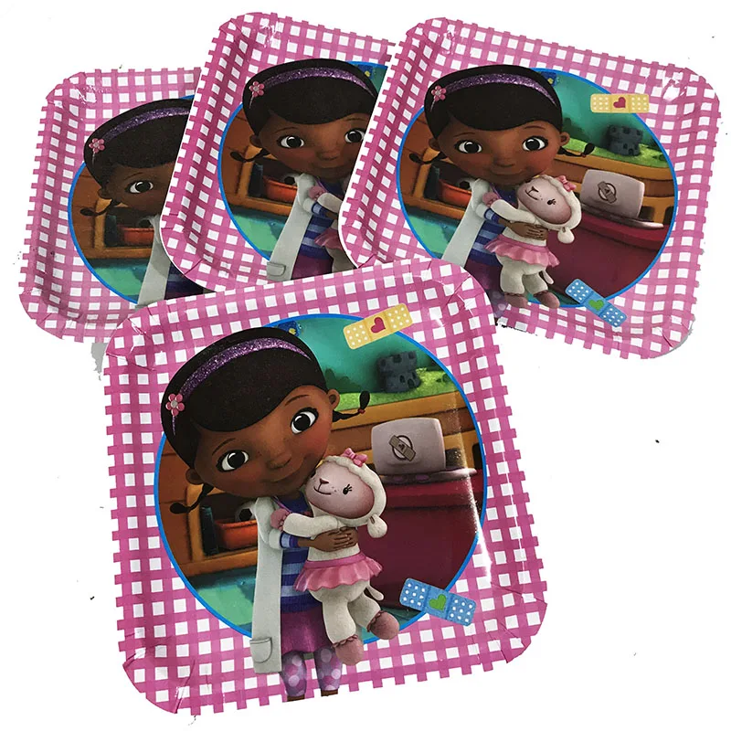 18 шт./упак. квадратные тарелки Дотти McStuffins/распродажа одноразовых стаканчиков