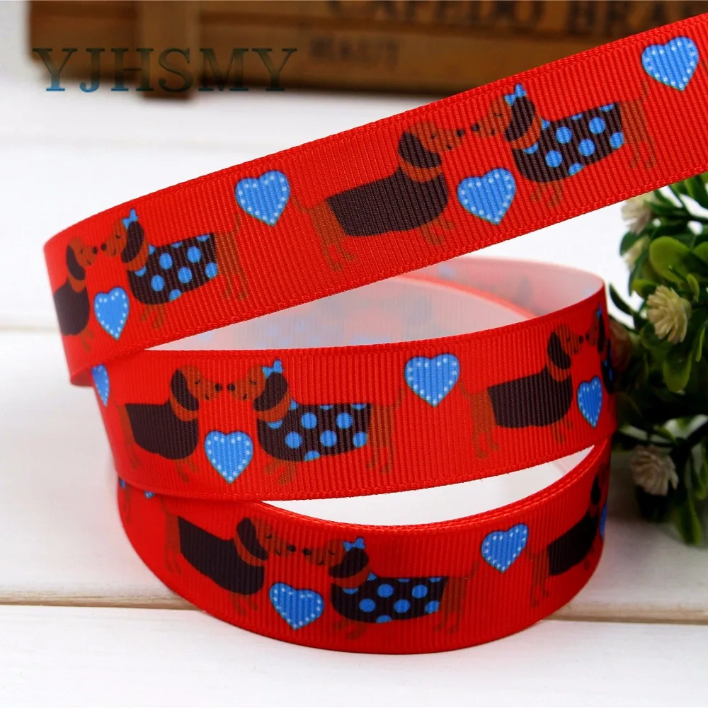 YJHSMY D 17331 1146 10 ярдов 22 мм мультфильм собака печатных grosgrain ленты Свадебные