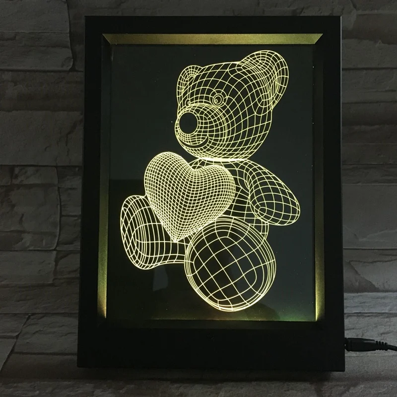 Креативный цветной светодиодный ночник с USB-разъемом в виде любовного медведя