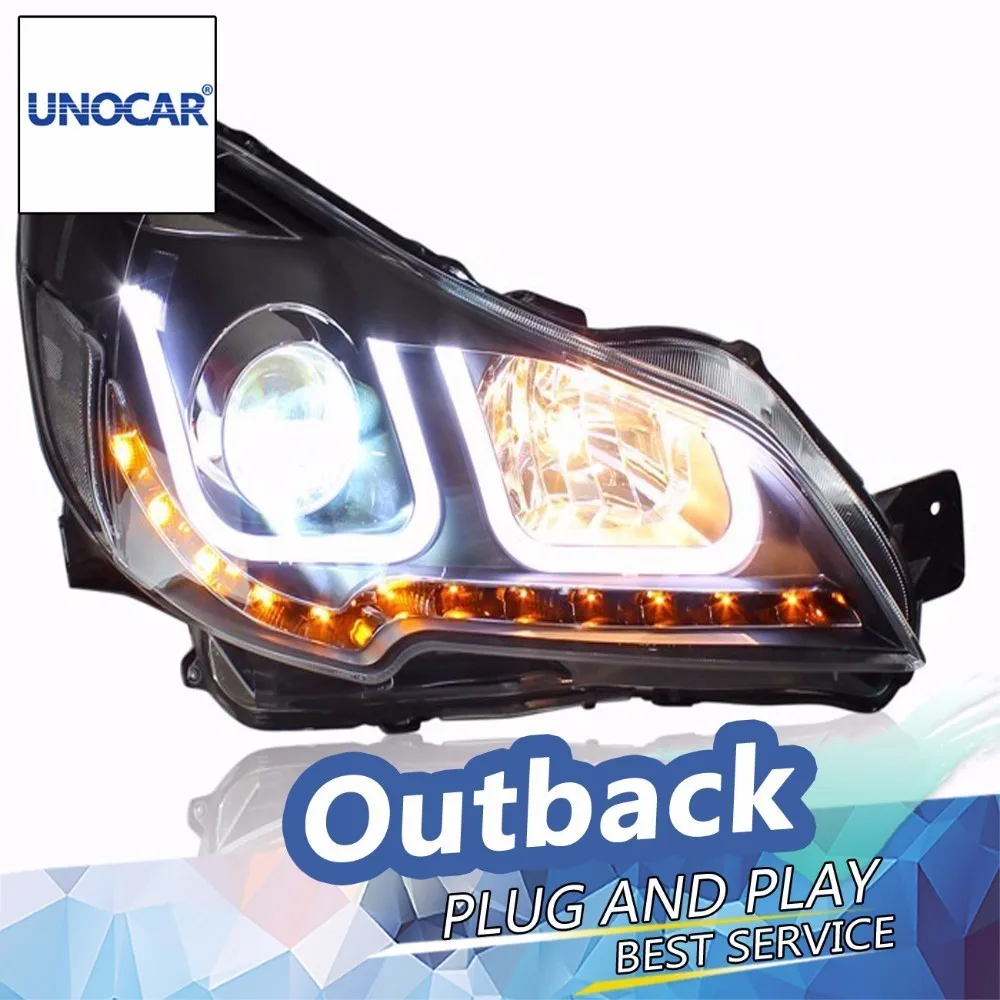 Unocar для Outback фары светодиодный фар DRL Объектив Двойной Луч H7 ксеноновые